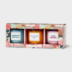 3pk Votive Candle Set - Caribbean Cocktail and Sparkling Kiwi and Lotus Bloom - Room Essentials™ - 1 of 3