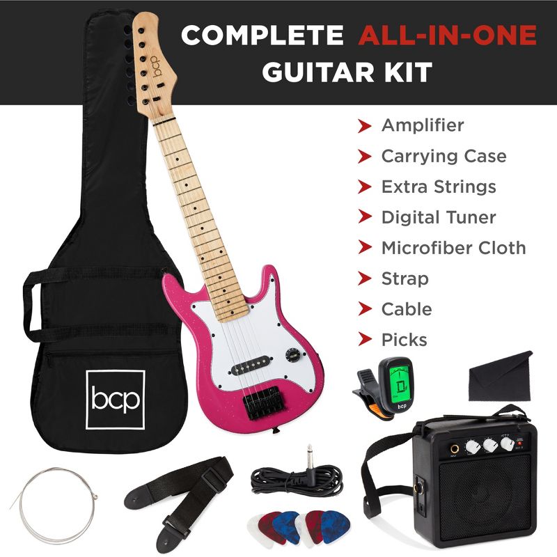 Best Choice Products 30in Kids Electric Guitar Beginner Starter Kit w/ 5W Amplifier, Strap, Case, 4 of 9