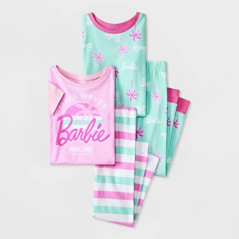 Toddler Girls 4pc Cotton Snug Fit Barbie Pajama Set Pink 4t Target