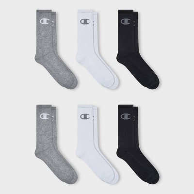Champion Authentic Originals Men's 3pk Logo Cushion Crew Socks - 6-12