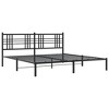 vidaXL Metal Bed Frame King Size with Headboard - Black Powder-Coated Steel - 76"x79.9" - Breathable Mattress Support - 2 of 4