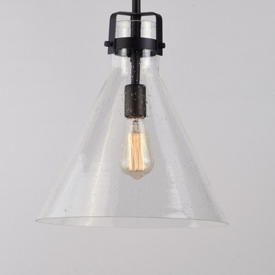 Seafarer Cone-Shaped Clear Seedy Glass Pendant with Oil Rubbed Bronze Finish