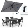 Heynemo 6.5 x 10 Ft Rectangular Patio Umbrella, Outdoor Table Market Umbrella with Crank, 6 Steel Ribs, Polyester Canopy, Tilt Umbrella - 3 of 4