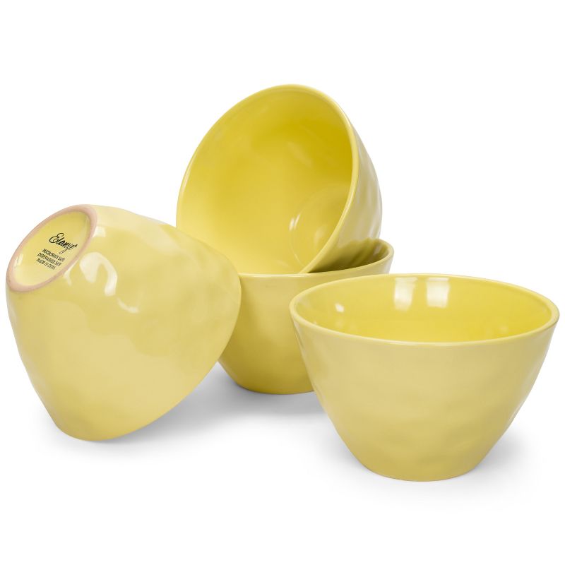 Elanze Designs Dimpled Ceramic 5.5 inch Contemporary Serving Bowls Set of 4, Yellow, 4 of 7