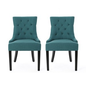 Vynxaria Blue Dining Chair Set of 2 with Espresso Legs - 1 of 4