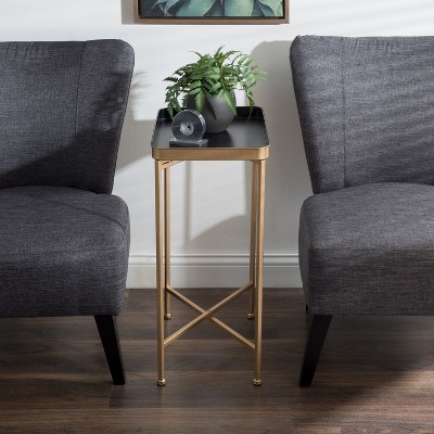 Celia Magnetic-Top Black Metal Foldable Accent Table