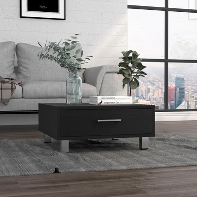 Coffee Table, One Drawer, Four Legs, Black