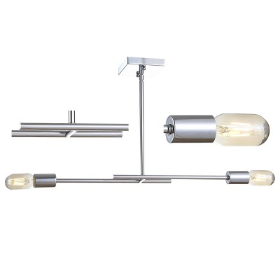 30.5" LED Adjustable Metal Linear Pendant Chrome - Jonathan Y