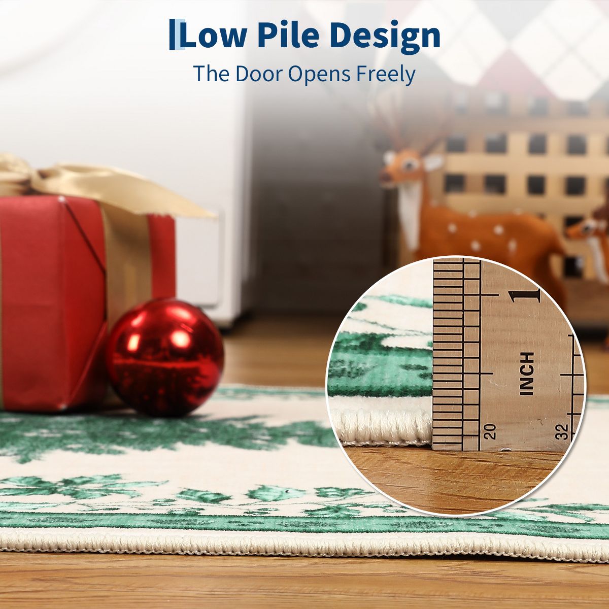 Christmas Tree  Area Rug Washable for Living Room,Stain Resistant Nursery Mat Non-Slip Bedroom,Holiday Decor Untra-Thin Carpet for Office - thumbnail 5