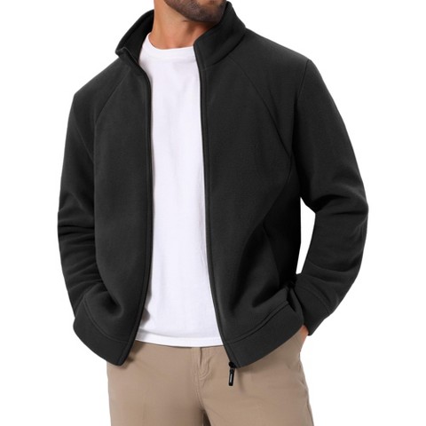 Мужские куртки INSPIRE CHIC Men's Stand Collar Full Zip Long Sleeve Plush Fleece Winter Jacket Blue Large