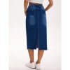 INSPIRE CHIC Women's Denim Elastic Waist Split Back Pockets Raw Hem Sheath Maxi Jean Skirts - 4 of 4