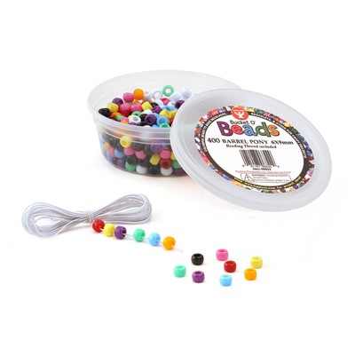 Hygloss Bucket O? Beads, Barrel Pony, 6 x 9 mm, Pack of 400 (Pack of 6)
