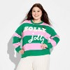 Women's Holly Jolly Festive Graphic Sweater - Multicolor Striped - 2 of 3