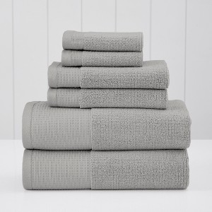 Modern Threads Waffle-Rib 6-Piece Cotton Towel Set, Oyster - 1 of 4