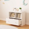 KTMBDW Toy Storage Organizer with Drawer, Toy Organizer with 2 Open Cubbies, Multifunctional Floor Storage Chest for Playroom, White - 3 of 4