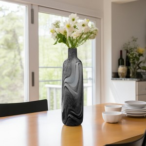 Glass Vase with Lid - Modern Decorative Accent for Contemporary Casual Home Decor - Gray - 1 of 4