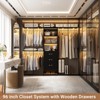 Besiost 96-In Closet Organizer with Wood Drawers, Closet System with Hanging Rods and Storage Shelves - 2 of 4