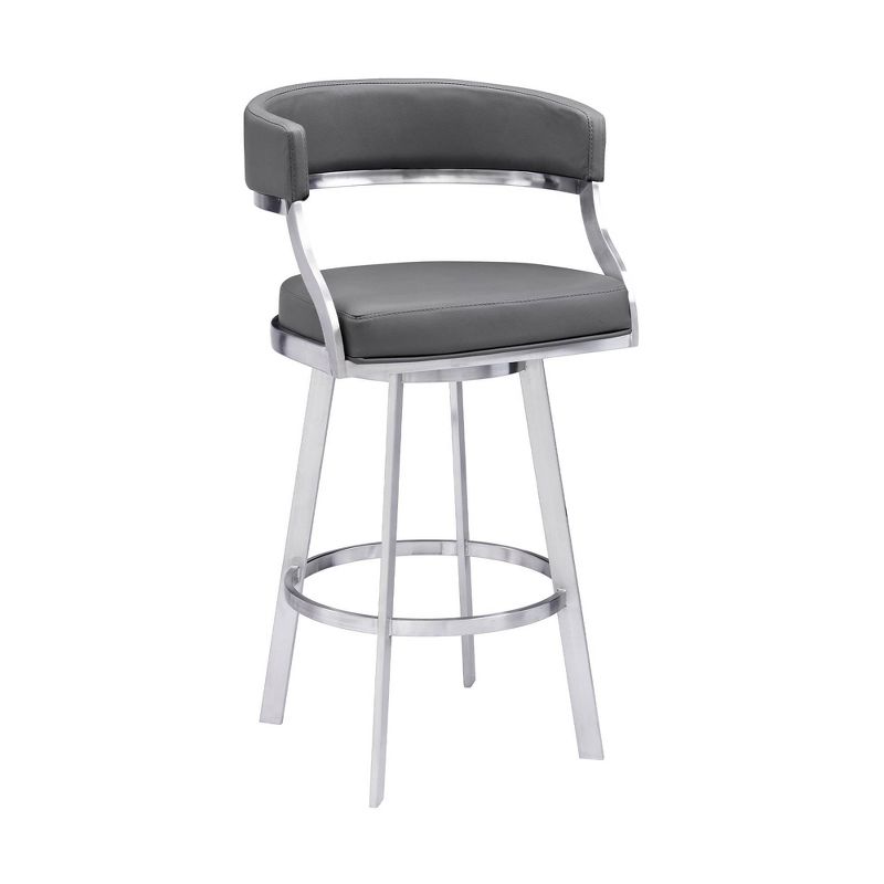 30&#34; Saturn Faux Leather Stainless Steel Barstool Gray - Armen Living, 1 of 10