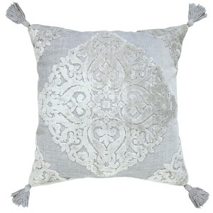 HomeRoots 20" X 20" Silver Gray And Light Gray Viscose Zippered Pillow - 1 of 4