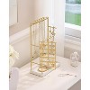 No-Assembly Rotating Jewelry Stand with Velvet Tray, Display Organizer for Earrings & Necklaces, Gold Room Decor for Teens - 4 of 4