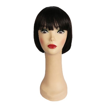 Halloween Express Women's Chin Length Bob Wig with Bangs - Brown