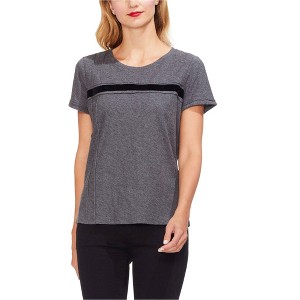 Vince Camuto Womens Velvet Stripe Embellished T-Shirt - 1 of 1