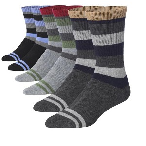 JAMES FIALLO Adult 3 Pairs Wool Blend Earthy Elegance Colorful Stripes Cushioned Dress Crew Socks - 1 of 4
