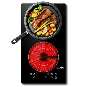 12 In Induction hob,1800W Induction Cooktop with 2 Burners, Child Lock,Residual Heat Warning, Timer, Bulit-in Countertop Stove Adjustable Temperature - 1 of 4