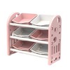 Ruvalino Decorative Storage Cabinets Kids Toy Storage Organizer with Bins for Playroom, Pink, 30.31"*11.81"*27.56" - 2 of 4