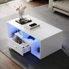 Coffee Table With 16 Colors LED Lights, Modern Center Table With Open Shelves & Drawer, Rectangle Cocktail Tea Table For Living Room Home Office - 3 of 4