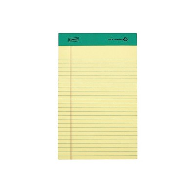 Staples 100% Recycled Narrow Ruled Perforated Notepads Canary 5" x 8" 12/PK 815590