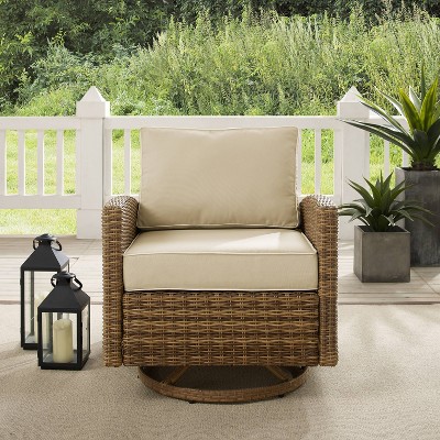 Bradenton Sand Wicker Outdoor Swivel Rocking Chair with Cushions