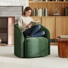 Green Swivel Barrel Accent Chair, Upholstered 360° Rotating Armchair for Living Room, Bedroom, Office, or Waiting Area – No Assembly Needed - 2 of 4