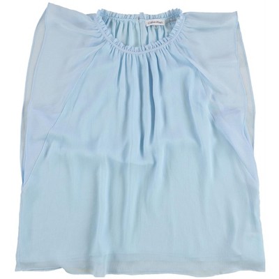 Calvin Klein Womens Chiffon Flutter Sleeve Pullover Blouse