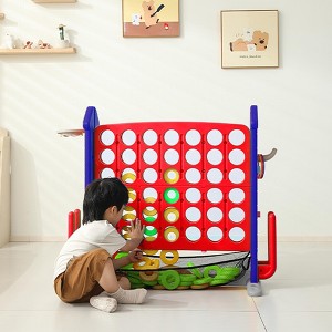 KTMBDW 4-to-Score Giant Game Set with Mesh Bag & Jumbo Connect 4, Basketball Hoop, Ring Toss & Golf Games & Height Adjustable for Indoor & Outdoor Fun - 1 of 4