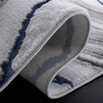 Abstract Swirls 5'3" x 7'6" Blue/Grey Synthetic Area Rug