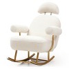 30" Nursery Rocking Chair with Adjustable Headrest and Gold Metal Base,Comfy Upholstered Armchair for Living Room,Bedroom-Baofuwish - 2 of 4