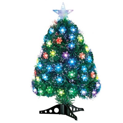 Collections Etc 24-Inch Fiber Optic Snowflake Tabletop Christmas Tree 14.5 X 14.5 X 25