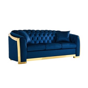 NicBex 81.1 Inch Velvet Tufted 3-Seater Sofa Couch with Gold Stainless Legs for Living Room,Office,Apartment - 1 of 4
