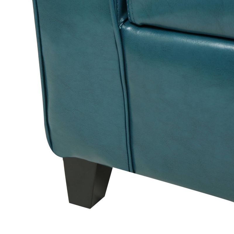 Hayes Faux Leather Armed Storage Ottoman Bench Teal - Christopher Knight Home, 6 of 8