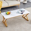 FONTOI Rectangle Coffee Table with Smooth Marble Pattern, Floor Mount Side Table for Living Room Bedroom Office, White&Gold, 23.6"*16.8"*47" - 2 of 4