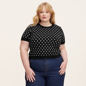 Women's Mini Polka Dot Short Sleeve Crewneck Pullover Sweater - kate spade new york x Target Black/White - 1 of 4