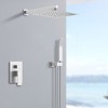 Wall-Mounted Shower System Combo Set with 10" Rainfall Shower Head, Handheld Shower, and Brass Valve Rough-In - 2 of 4