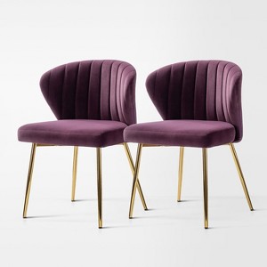 Isaac Velvet Dining Chair Set of 2 living Room Accent Chair with Tufted Back Side Chair| Karat Home - 1 of 4