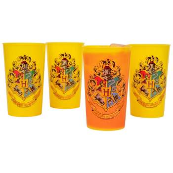 Silver Buffalo Harry Potter Hogwarts 20-Ounce Plastic Color-Changing Cups | Set of 4