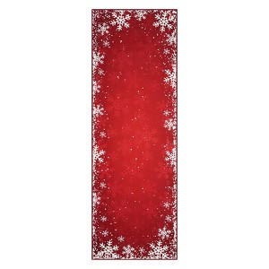 Washable Christmas Living Room Rugs, Home Decorative Snowflake Print Bedroom Rugs, Soft Non Slip Xmas Carpet for Kids Room - 1 of 4