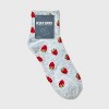 Women's Strawberries Ribbed Ankle Socks - Heather Gray/Red 4-10: Lightweight, Banded Cuff, Recycled Polyester - 2 of 3