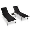 vidaXL 3-Piece Sun Lounger Set - Adjustable Outdoor Daybeds with Table, Sturdy Steel & Textilene Construction, Elegant Black - 2 of 4