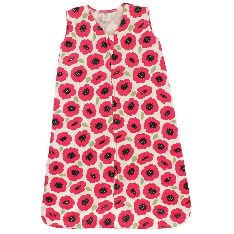 Touched by Nature Baby Girl Organic Cotton Sleeveless Wearable Sleeping Bag, Sack, Blanket, Poppy, 1 of 3