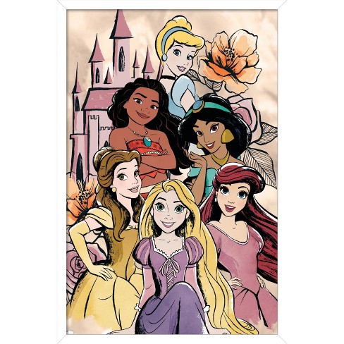 Trends International Disney Ultimate Princess Celebration - Castle Group  Framed Wall Poster Prints White Framed Version 22.375 X 34 : Target